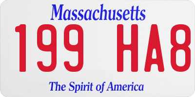 MA license plate 199HA8