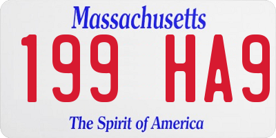 MA license plate 199HA9