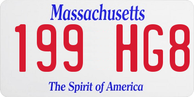MA license plate 199HG8