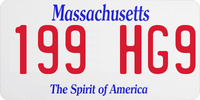 MA license plate 199HG9