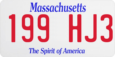 MA license plate 199HJ3
