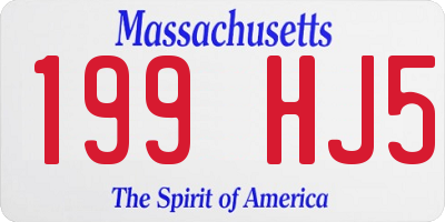 MA license plate 199HJ5
