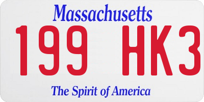 MA license plate 199HK3