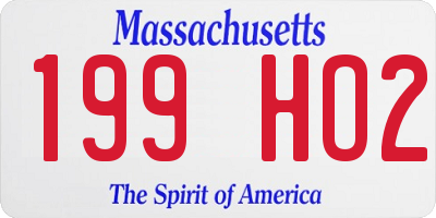 MA license plate 199HO2