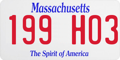 MA license plate 199HO3