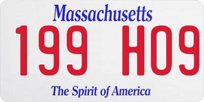 MA license plate 199HO9