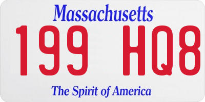 MA license plate 199HQ8