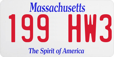MA license plate 199HW3
