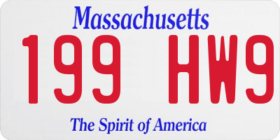 MA license plate 199HW9