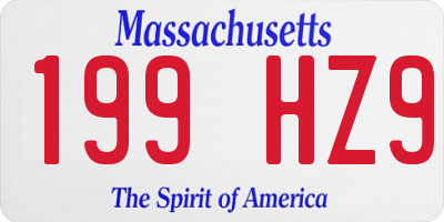 MA license plate 199HZ9