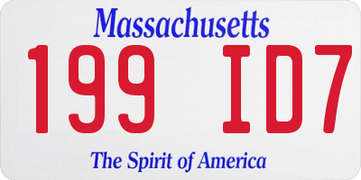 MA license plate 199ID7
