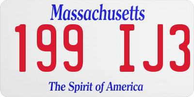 MA license plate 199IJ3