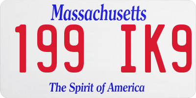 MA license plate 199IK9