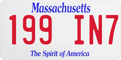 MA license plate 199IN7