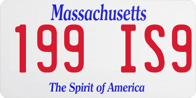 MA license plate 199IS9