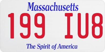 MA license plate 199IU8