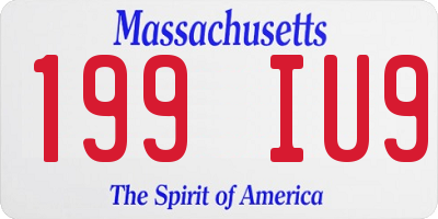MA license plate 199IU9