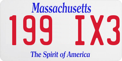 MA license plate 199IX3