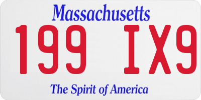 MA license plate 199IX9