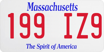 MA license plate 199IZ9