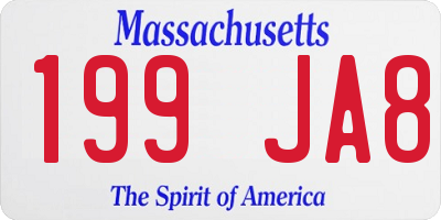 MA license plate 199JA8