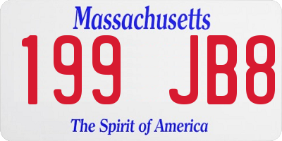 MA license plate 199JB8