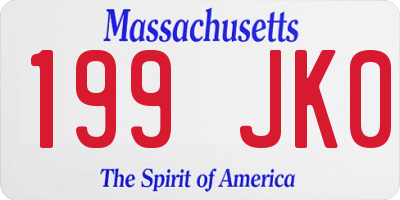 MA license plate 199JK0