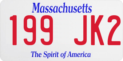 MA license plate 199JK2