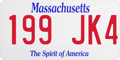 MA license plate 199JK4