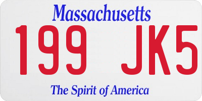 MA license plate 199JK5