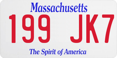 MA license plate 199JK7