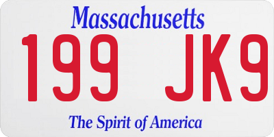 MA license plate 199JK9