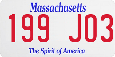 MA license plate 199JO3