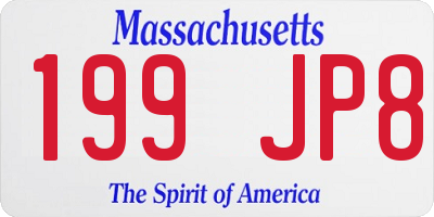 MA license plate 199JP8