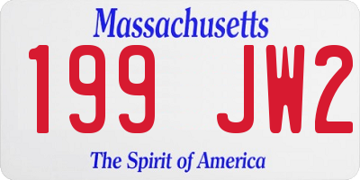 MA license plate 199JW2