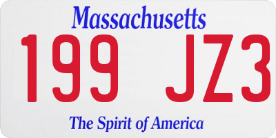 MA license plate 199JZ3
