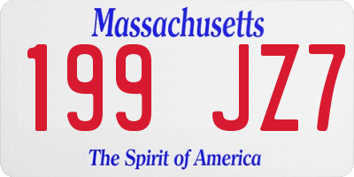 MA license plate 199JZ7