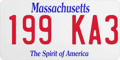 MA license plate 199KA3
