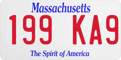 MA license plate 199KA9