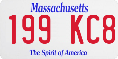 MA license plate 199KC8