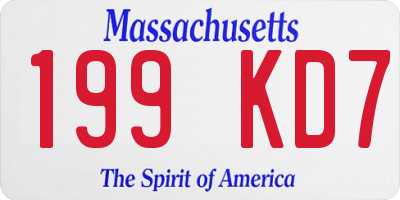 MA license plate 199KD7