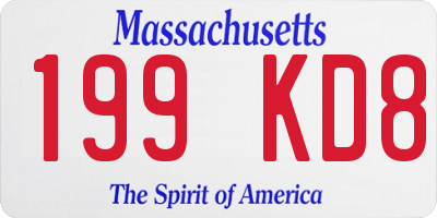 MA license plate 199KD8