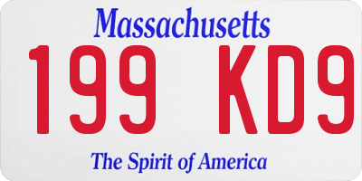 MA license plate 199KD9