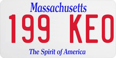 MA license plate 199KE0