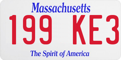 MA license plate 199KE3