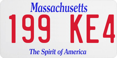 MA license plate 199KE4