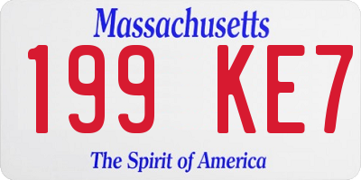 MA license plate 199KE7