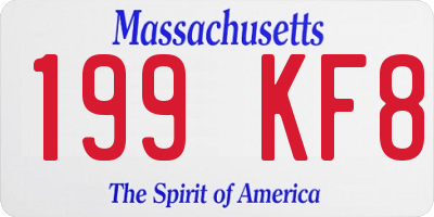 MA license plate 199KF8