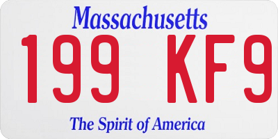 MA license plate 199KF9