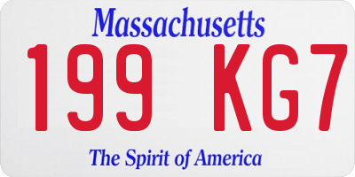 MA license plate 199KG7